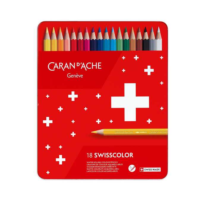 Kredki akwarelowe Swisscolor Caran d'Ache, 18 kolorów