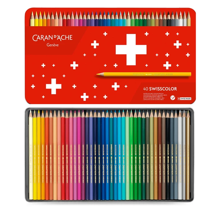 Kredki akwarelowe Swisscolor Caran d'Ache, 40 kolorów