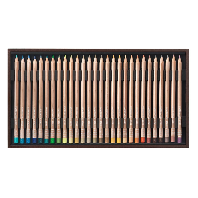 Kredki Caran d'Ache Luminance 6901 w drewnianej kasecie, 84 elementy