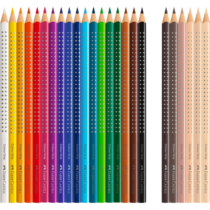 KREDKI GRIP 2001 FABER-CASTELL 18 KOLORÓW + 6 KOLORÓW W KOLORACH SKÓRY
