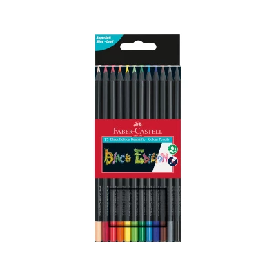 KREDKI OŁÓWKOWE BLACK EDITION FABER-CASTELL, 12 KOLORÓW