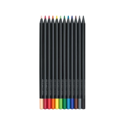 KREDKI OŁÓWKOWE BLACK EDITION FABER-CASTELL, 12 KOLORÓW