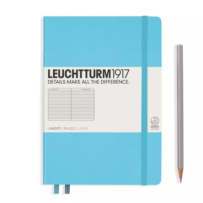 NOTATNIK A5 MEDIUM LEUCHTTURM1917, TWARDA OPRAWA, JASNONIEBIESKI