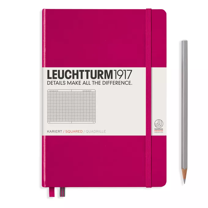 NOTATNIK A5 MEDIUM LEUCHTTURM1917, TWARDA OPRAWA, MALINOWY