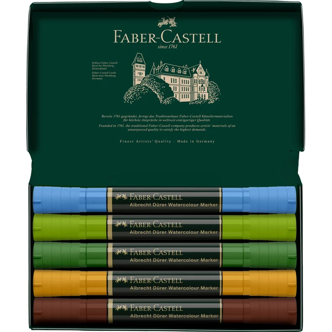 PISAKI AKWARELOWE DWUSTRONNE ALBRECHT DURER FABER-CASTELL, 5 KOLORÓW - ZESTAW PLENERY
