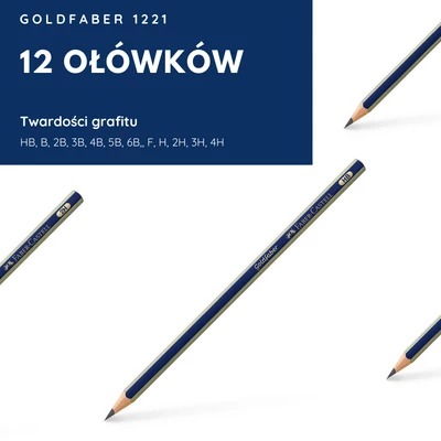 OŁÓWKI GOLDFABER 1221 FABER-CASTELL, 12 SZTUK O RÓŻNEJ TWARDOŚCI GRAFITU