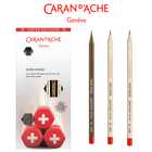 Zestaw Caran d’Ache - 3 ołówki grafitowe Swiss Wood, gumka i temperówka