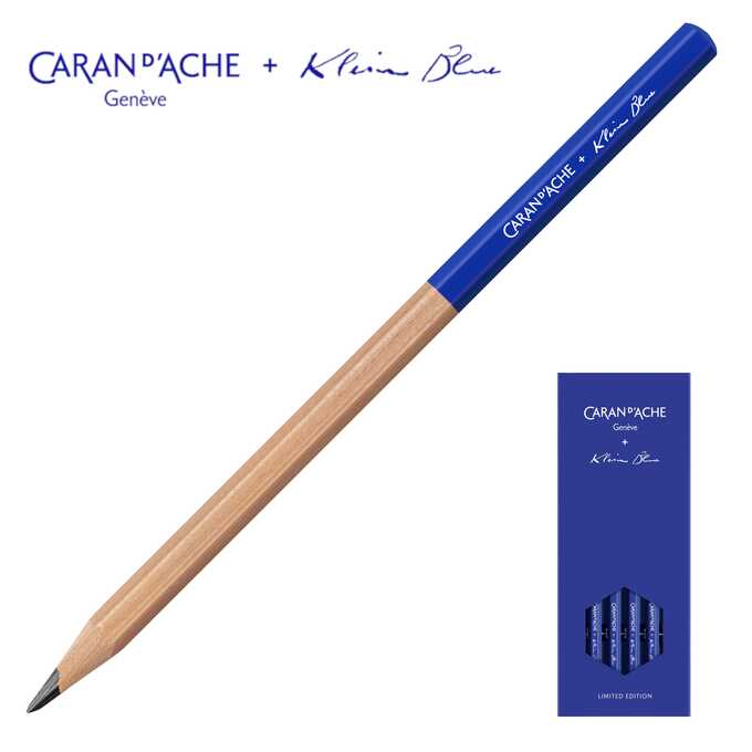 Zestaw czterech grafitowych ołówków HB Caran d’Ache z limitowanej kolekcji Klein Blue