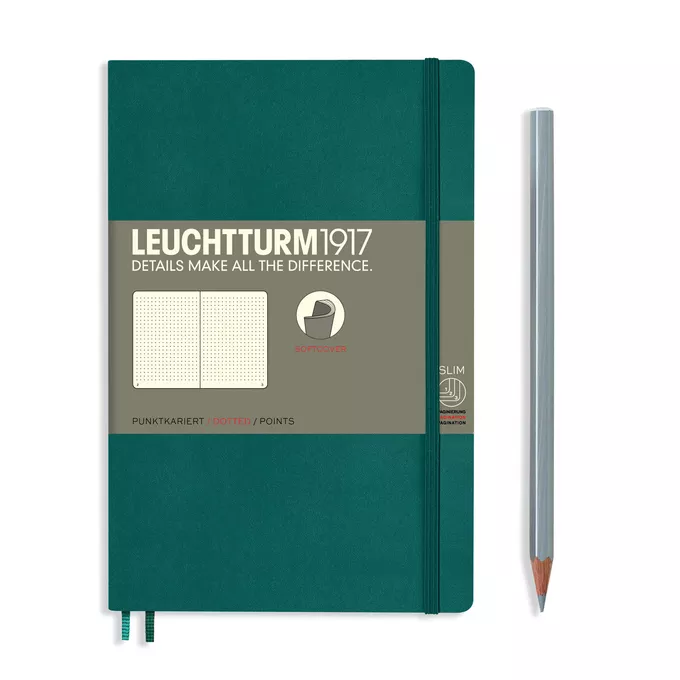 NOTATNIK LEUCHTTURM1917 PAPERBACK B6+, MIĘKKA OPRAWA, MORSKI - Liniatura: w kropki