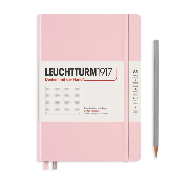 NOTATNIK MUTED COLOURS A5 MEDIUM LEUCHTTURM1917, TWARDA OPRAWA, POWDER (PUDROWO RÓŻOWY) - Liniatura: w kropki