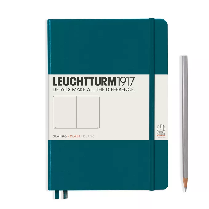 NOTATNIK A5 MEDIUM LEUCHTTURM1917, TWARDA OPRAWA, MORSKI - Liniatura: gładki