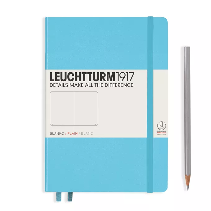 NOTATNIK A5 MEDIUM LEUCHTTURM1917, TWARDA OPRAWA, JASNONIEBIESKI - Liniatura: gładki