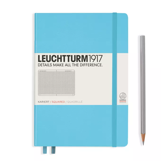 NOTATNIK A5 MEDIUM LEUCHTTURM1917, TWARDA OPRAWA, JASNONIEBIESKI - Liniatura: w kratkę