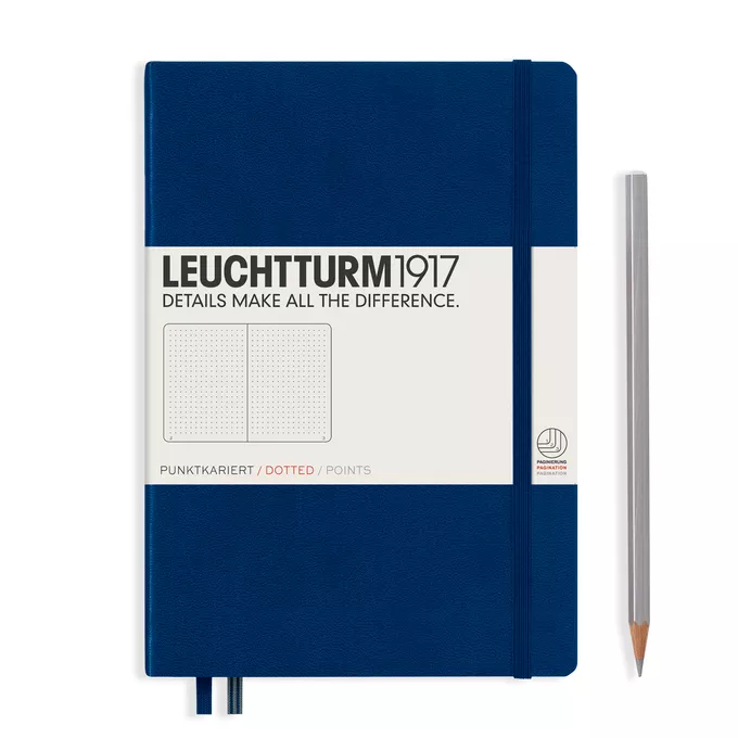 NOTATNIK A5 MEDIUM LEUCHTTURM1917, TWARDA OPRAWA, GRANATOWY - Liniatura: w kropki