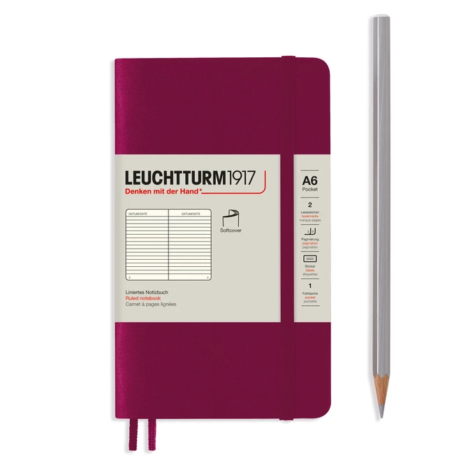 NOTATNIK LEUCHTTURM1917 POCKET (A6), MIĘKKA OPRAWA, BORDOWY - Liniatura: w linię