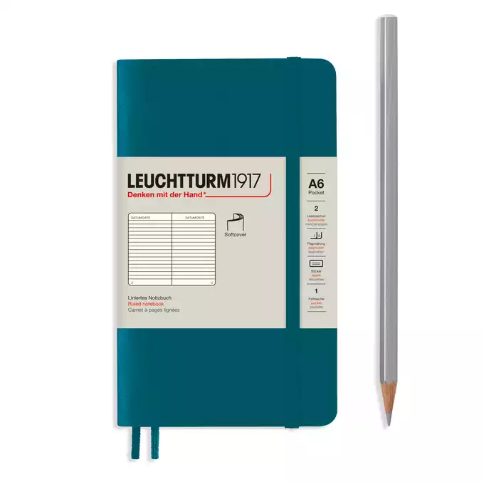NOTATNIK LEUCHTTURM1917 POCKET (A6), MIĘKKA OPRAWA, MORSKI - Liniatura: w linię
