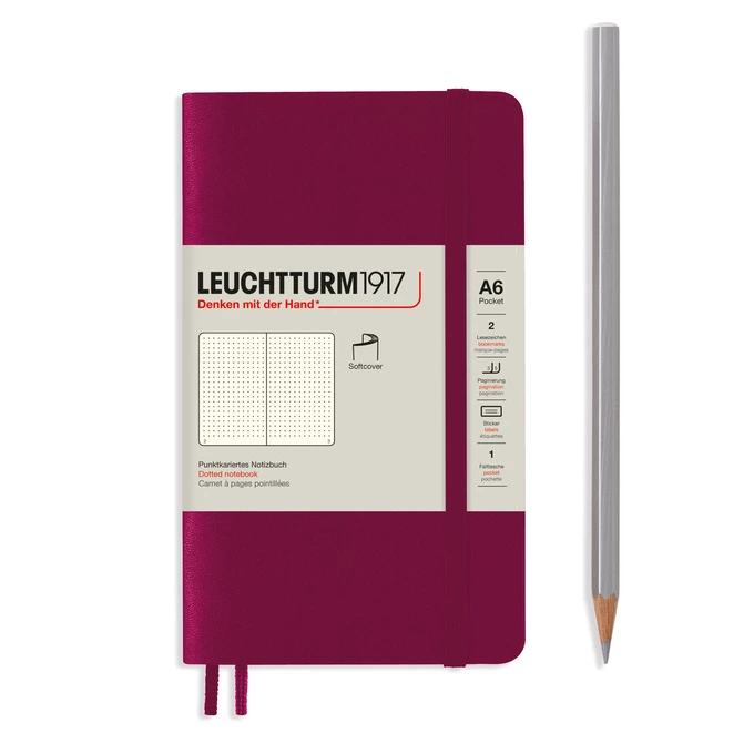 NOTATNIK LEUCHTTURM1917 POCKET (A6), MIĘKKA OPRAWA, BORDOWY - Liniatura: w kropki