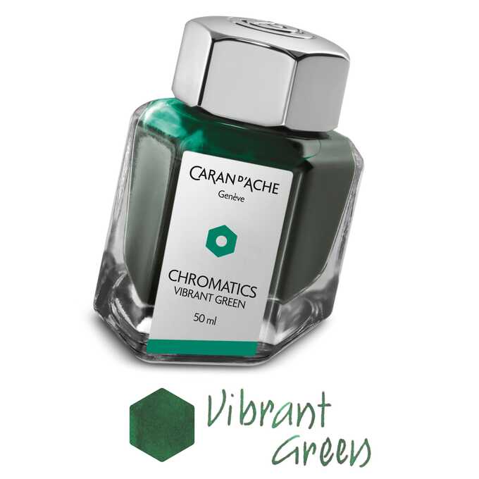 Atrament Chromatics Caran d'Ache, kolor Vibrant Green (Żywy Zielony)