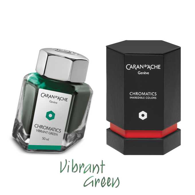 Atrament Chromatics Caran d'Ache, kolor Vibrant Green (Żywy Zielony)