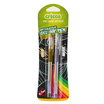 DŁUGOPISY ŻELOWE CRICCO DECO PEN, 2 KOLORY: SREBRNY I ZŁOTY
