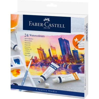 FARBY AKWARELOWE W TUBKACH CREATIVE STUDIO FABER-CASTELL, 24 KOLORY + PALETA