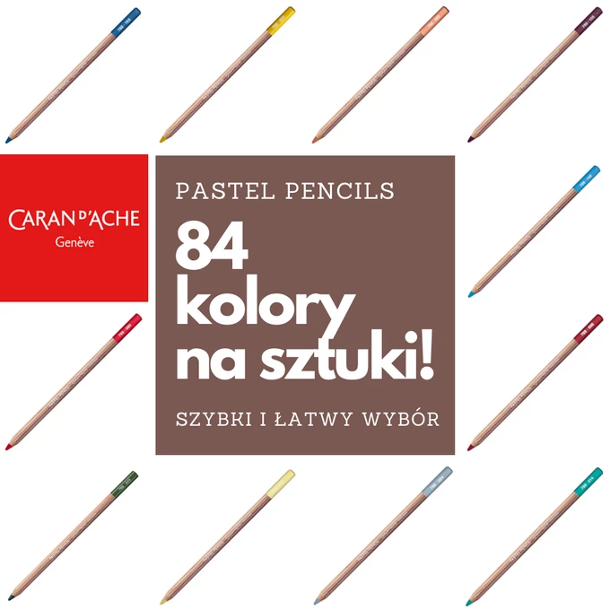  KREDKI NA SZTUKI - PASTELE W KREDCE PASTEL PENCILS CARAN D'ACHE, 84 KOLORY