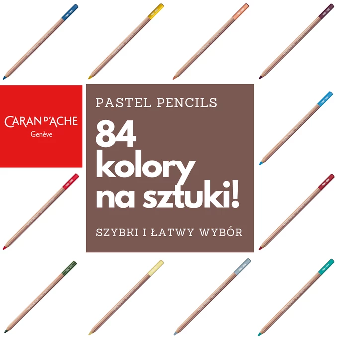  KREDKI NA SZTUKI - PASTELE W KREDCE PASTEL PENCILS CARAN D'ACHE, 84 KOLORY