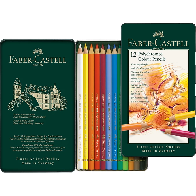KREDKI POLYCHROMOS FABER-CASTELL, 12 KOLORÓW