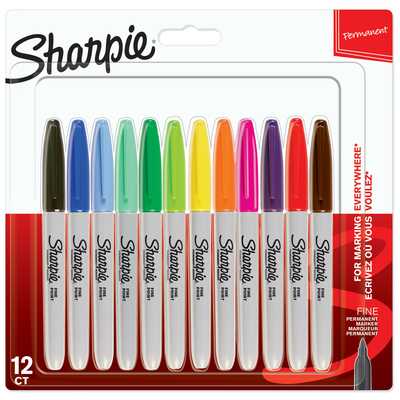 Markery permanentne Sharpie Fine, 12 kolorów