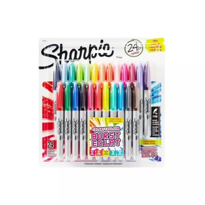 Markery permanentne Sharpie Fine Color Burst, 24 kolory