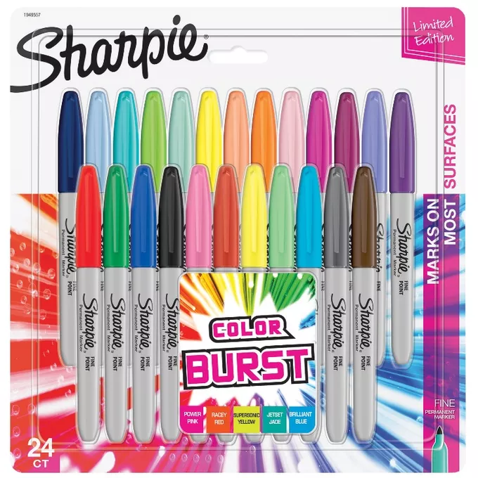 Markery permanentne Sharpie Fine Color Burst, 24 kolory