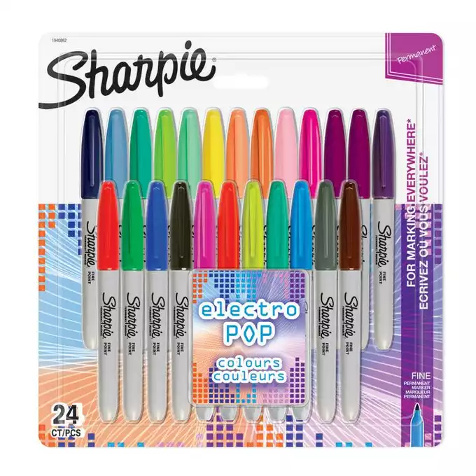 Markery permanentne Sharpie Fine Electro Pop, 24 kolory