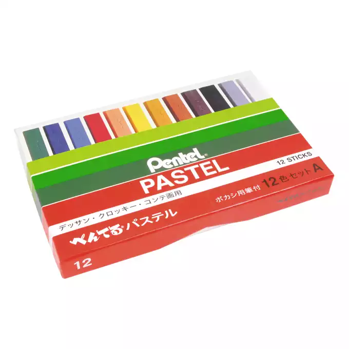 Pastele suche Pentel: 12 kolorów + wiszer