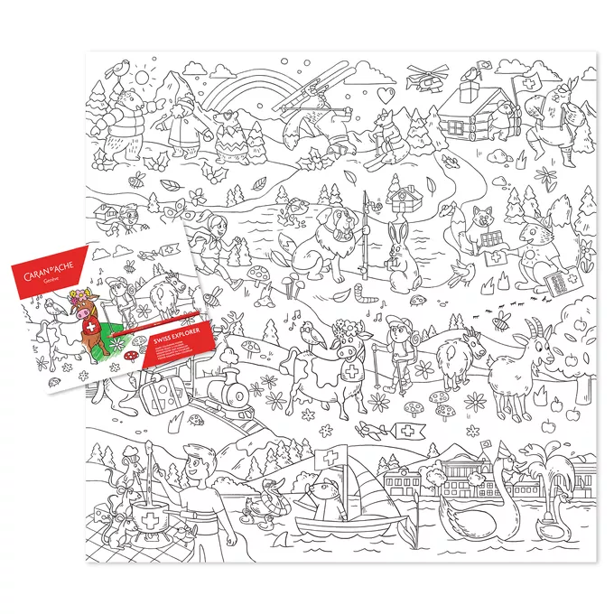 Plakat - kolorowanka Caran d’Ache SWISS EXPLORER, 90 x 90 cm