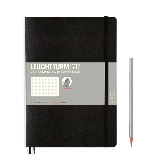 NOTATNIK LEUCHTTURM1917 COMPOSITION (B5), MIĘKKA OPRAWA, CZARNY - Liniatura: w kropki
