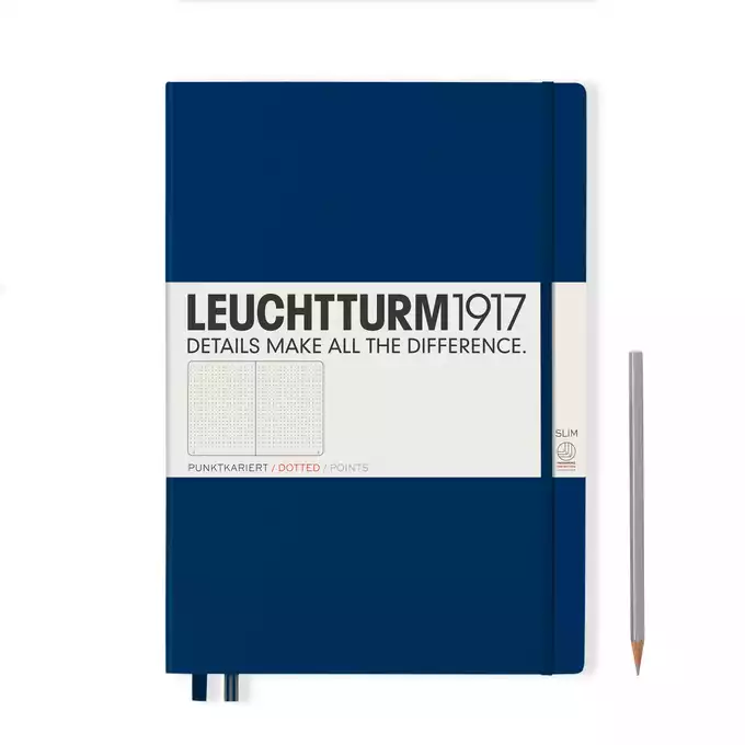 NOTATNIK LEUCHTTURM1917 MASTER SLIM (A4+), GRANATOWY - Liniatura: w kropki
