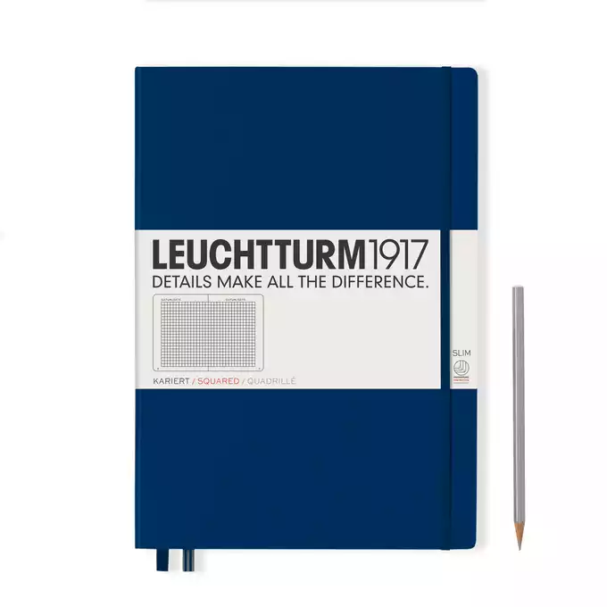 NOTATNIK LEUCHTTURM1917 MASTER SLIM (A4+), GRANATOWY - Liniatura: w kratkę