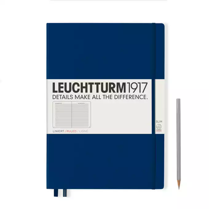 NOTATNIK LEUCHTTURM1917 MASTER SLIM (A4+), GRANATOWY - Liniatura: w linię