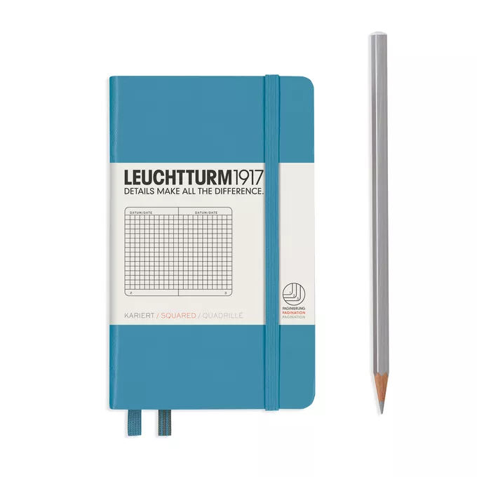 NOTATNIK LEUCHTTURM1917 POCKET (A6), TWARDA OPRAWA, NORDYCKI NIEBIESKI - Liniatura: w kratkę