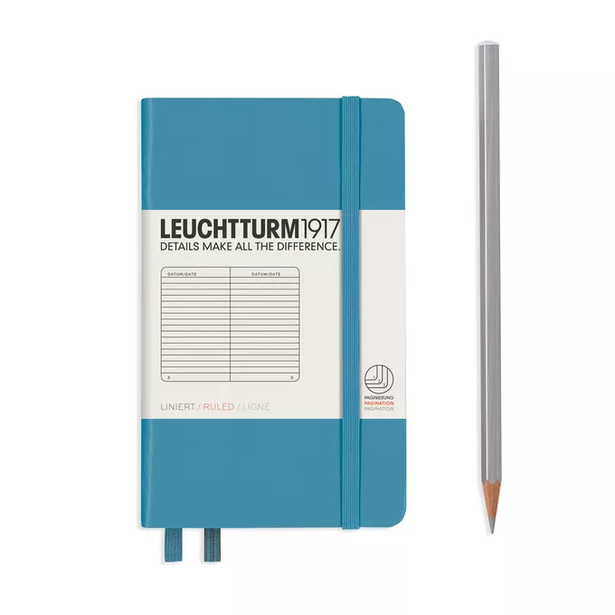 NOTATNIK LEUCHTTURM1917 POCKET (A6), TWARDA OPRAWA, NORDYCKI NIEBIESKI - Liniatura: w linię