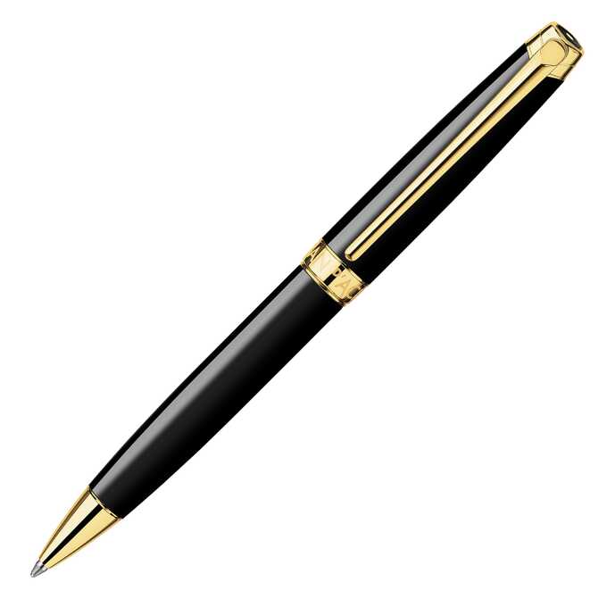 Długopis Caran d'Ache Leman Ebony Black, pozłacany