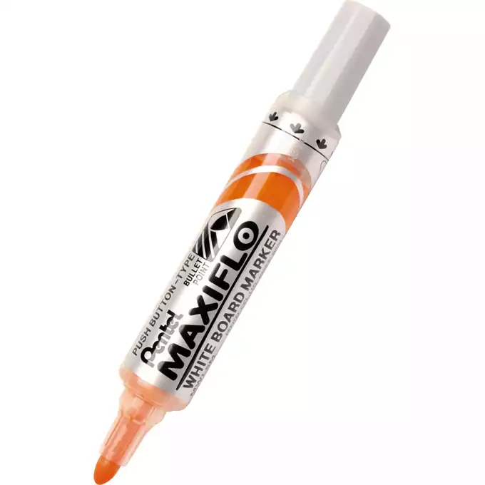 Marker z tłoczkiem Pentel Maxiflo M do białych tablic, kolor pomarańczowy