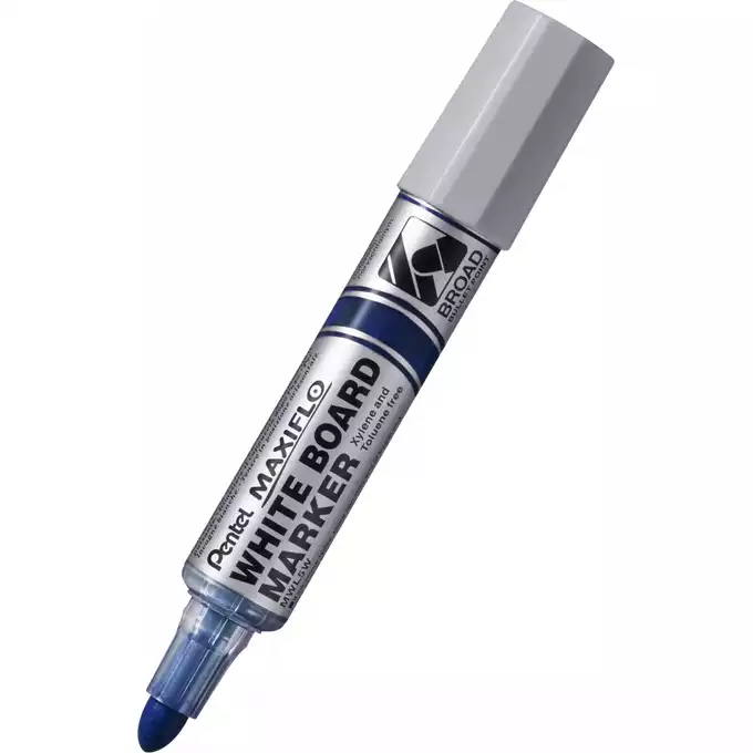 Marker z tłoczkiem Pentel Maxiflo do białych tablic, gruba końcówka W, kolor niebieski