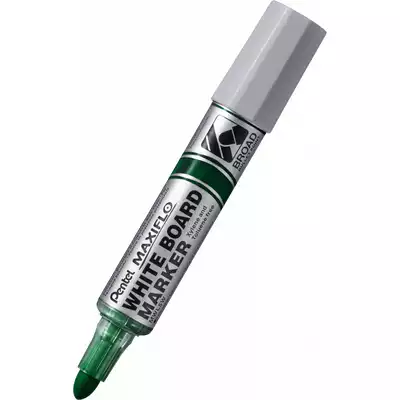 Marker z tłoczkiem Pentel Maxiflo do białych tablic, gruba końcówka W, kolor zielony