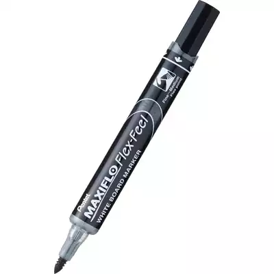 Marker z tłoczkiem Pentel Maxiflo do białych tablic, końcówka Flex Feel, kolor czarny