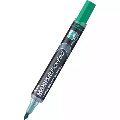 Marker z tłoczkiem Pentel Maxiflo do białych tablic, końcówka Flex Feel, kolor zielony