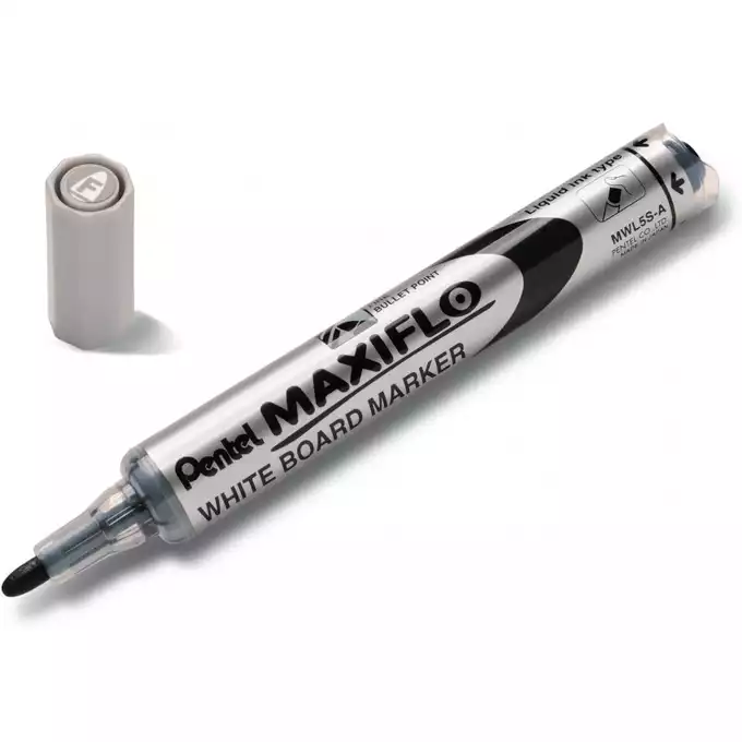 Marker z tłoczkiem Pentel Maxiflo do białych tablic, okrągła końcówka, kolor czarny