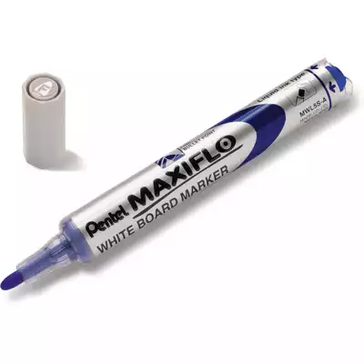 Marker z tłoczkiem Pentel Maxiflo S do białych tablic, okrągła końcówka, kolor niebieski