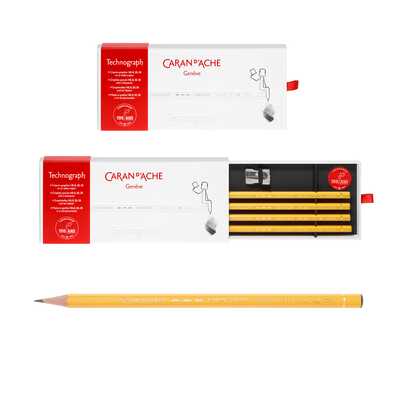 Ołówki Technograph Caran d'Ache w urodzinowej edycji limitowanej, 4 sztuki + temperówka