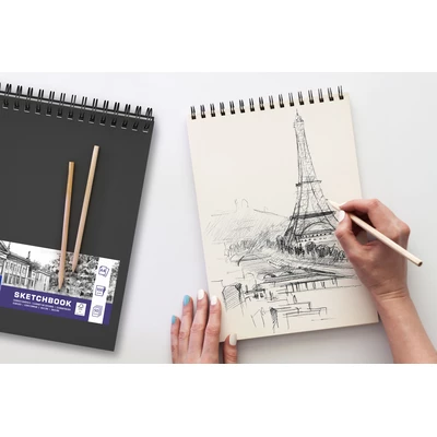 SZKICOWNIK OXFORD SKETCHBOOK, 50 KARTEK A5 NA PODWÓJNEJ SPIRALI, CZARNY